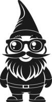 Cute Cartoon Gnome Character Wearing Glasses with Beard and Pointy Hat for Playful Designs vector