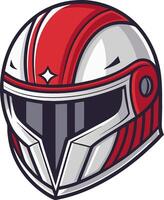 Stylized Racing Helmet in Bold Red and Silver Design for Sports and Gaming vector