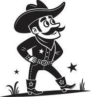 Playful Cowboy Character in Retro Style Ideal for Kids Coloring Books and Graphic Design vector