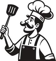 Chef Character Holding Spatula Retro Style Illustration for Culinary Themes vector