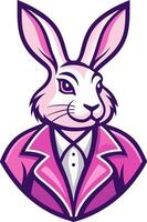 Stylish Rabbit in Elegant Pink Suit Art for Creative Projects and Designs vector