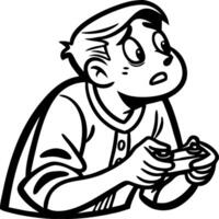 Surprised Gamer Boy Holding Game Controller in Excitement for Gaming Themes vector