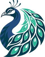 Elegant Peacock Design with Vibrant Feather Patterns for Tattoo and Coloring Applications vector