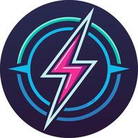 Vibrant Lightning Bolt Graphic with Circular Design for Tattoos and Modern Art vector