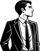 Stylish Businessman in a Suit Profile Silhouette Art Ideal for Graphic Design Projects vector
