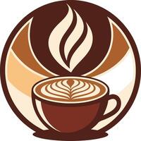 Coffee Cup Logo with Steam and Abstract Circular Design for Cafe Branding vector