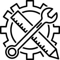 Mechanical Tools with Gear Wrench Ruler and Pencil for Engineering Design and Crafting vector