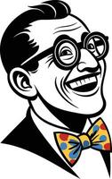 Cheerful Vintage Character with Glasses and Colorful Bow Tie for Fun Designs and Illustrations vector