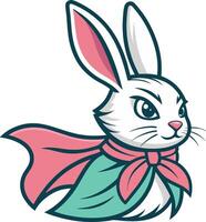 Heroic White Rabbit with Cape and Bow Tie for Fun Illustrations and Playful Designs vector