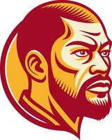 Bold Portrait of a Strong Man with a Close-Cropped Beard and Intense Expression vector