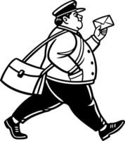 Vintage Mail Carrier Illustration Running with Letter for Design and Print Projects vector