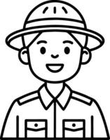 Cheerful Boy Scout Character in Safari Hat Illustration for Educational Use vector