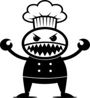 Angry Cartoon Chef with Menacing Smile and Cooks Hat for Whimsical Designs vector