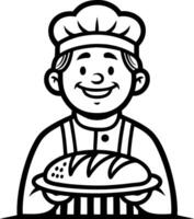 Smiling Baker Holding Freshly Baked Bread Character Design for Culinary Illustrations vector