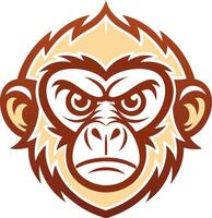 Bold Gorilla Head Illustration with Expressive Features for Graphic Design Projects vector