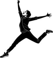 Energetic Human Figure in Midair Pose Celebrating Joy and Freedom for Creative Projects vector