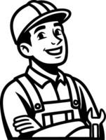 Cheerful Mechanic Character with Tool for Automotive Graphic Design Projects vector
