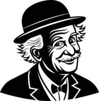 Vintage Gentleman Cartoon Character with Bowler Hat and Cheerful Expression vector