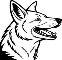 Detailed Illustration of a Happy Dog Head with Prominent Ears and Open Mouth vector