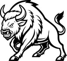 Dynamic Powerful Bison Illustration for Tattoos and Graphic Design Projects vector