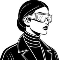 Stylish Woman in Sunglasses with High Fashion Attire Ideal for Glamorous Illustrations vector