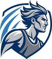 Dynamic Basketball Player Emblem for Sports Branding and Team Logos vector