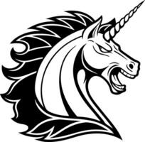 Powerful Fierce Unicorn Head Design for Tattoo and Coloring Book Inspirations vector