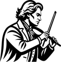 Classic Composer Conducting Orchestra Silhouette Design for Music Lovers and Art Enthusiasts vector