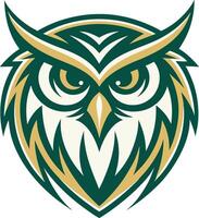 Stylized Owl Head Design with Intricate Details for Tattoo and Art Applications vector