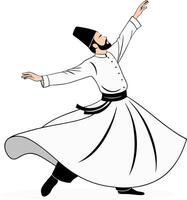 Whirling Dervish Performing Traditional Sufi Dance in Flowing White Robe vector