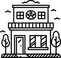 Charming Pet Care Center with Trees and Clouds Perfect for Illustrations and Coloring Books vector