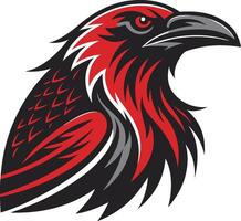 Stylized Red and Black Bird Head Illustration with Bold Features for Graphic Design Projects vector