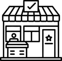 Illustration of Small Storefront with Customer and Checkmark Sign for Business Use vector