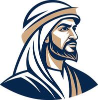 Stylized Portrait of a Middle Eastern Man in Traditional Attire Art for Design Projects vector