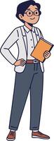 Confident Professional Holding Folder in Business Attire Character Illustration vector