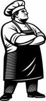 Confident Chef Character Standing Proudly with Arms Crossed for Culinary Branding and Design vector