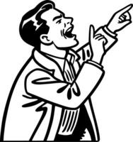 Animated Man in Suit Gesturing with One Hand Expressing Passion and Enthusiasm vector