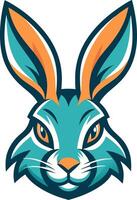 Stylized Rabbit Head Illustration with Vibrant Colors for Creative Projects vector