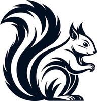 Stylized Squirrel Graphic with Flowing Tail Perfect for Tattoo Design and Coloring Book Pages vector