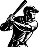 Dynamic Baseball Player Preparing to Swing Bat for Sports Themed Illustrations and Designs vector