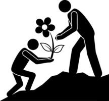 Planting Together Helping Hands Nurturing Growth with Flower Symbolizing Support and Care vector