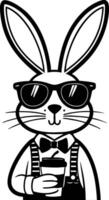 Cool Rabbit Character Holding Coffee in Sunglasses for Fun Designs and Illustrations vector