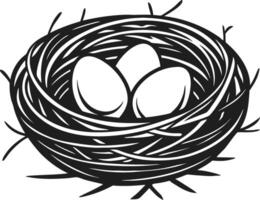 Stylized Bird Nest with Three Eggs Ideal for Nature Themes and Design Projects vector