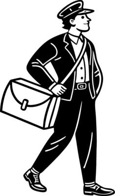 Confident Businessman Walking with Briefcase in Classic Suit and Hat Illustration