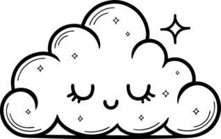 Cute Cartoon Cloud Character with Closed Eyes and Sparkles for Illustrations and Crafts vector