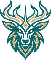 Stylized Majestic Stag Head with Intricate Antlers Design for Tattoos or Graphic Projects vector