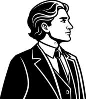 Elegant Vintage Man Portrait Profile in a Suit Suitable for Branding and Illustration Projects vector