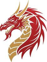 Fierce Red Dragon Head Illustration for Tattoo Design and Fantasy Artwork vector