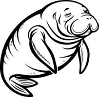 Cute Playful Manatee Illustration for Kids Coloring Books and Creative Art Projects vector