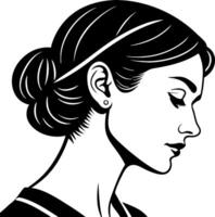 Elegant Profile of a Woman with Classic Bun Hairdo for Art and Design Projects vector